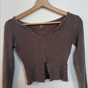 Women's Ribbed Long Sleeve w Cut Out Detail